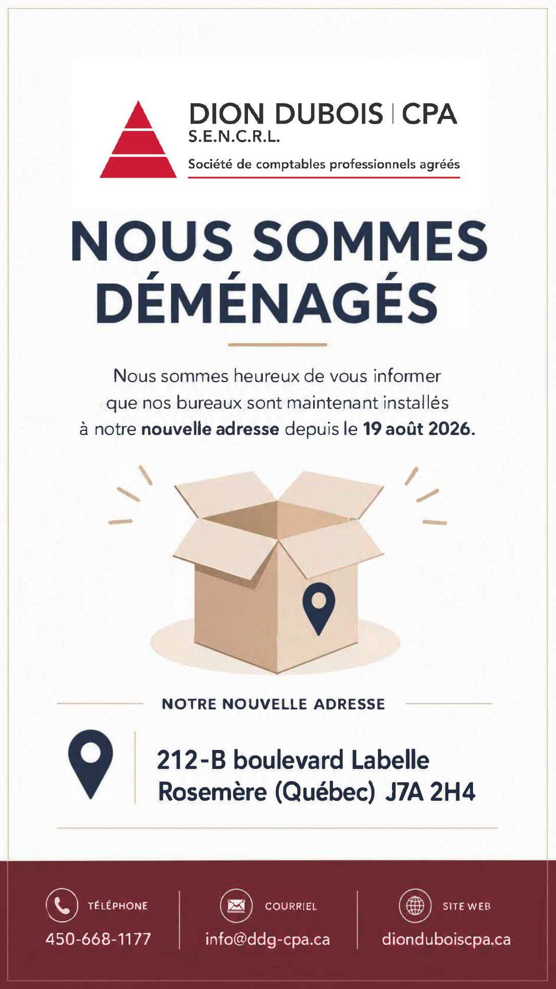 Nous sommes déménagés
